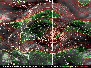 Météo tropicale : Carte des vents de cisaillement.