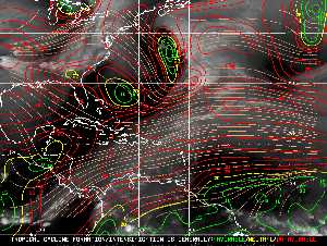 Météo tropicale : Carte des vents de cisaillement.