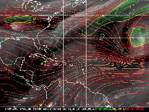Météo tropicale : Carte des vents de cisaillement.
