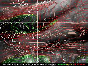 Météo tropicale : Carte des vents de cisaillement.