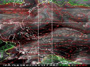Météo tropicale : Carte des vents de cisaillement.
