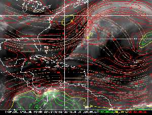 Météo tropicale : Carte des vents de cisaillement.