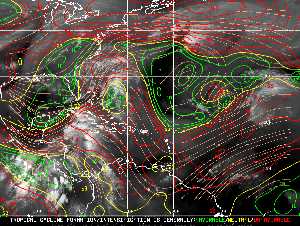 Météo tropicale : Carte des vents de cisaillement.