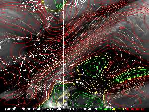 Météo tropicale : Carte des vents de cisaillement.