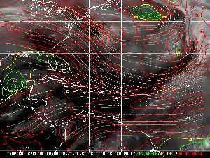 Météo tropicale : Carte des vents de cisaillement.