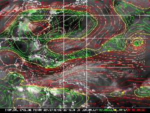 Météo tropicale : Carte des vents de cisaillement.