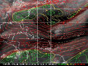 Météo tropicale : Carte des vents de cisaillement.