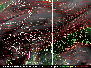 Météo tropicale : Carte des vents de cisaillement.
