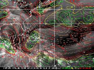 Météo tropicale : Carte des vents de cisaillement.