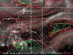 Météo tropicale : Carte des vents de cisaillement.