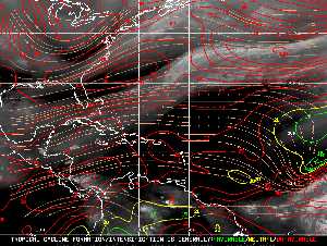 Météo tropicale : Carte des vents de cisaillement.
