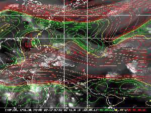 Météo tropicale : Carte des vents de cisaillement.