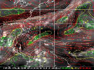 Météo tropicale : Carte des vents de cisaillement.