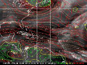 Météo tropicale : Carte des vents de cisaillement.