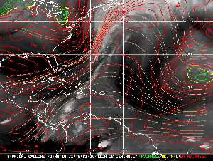 Météo tropicale : Carte des vents de cisaillement.