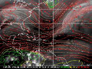 Météo tropicale : Carte des vents de cisaillement.