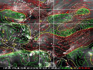 Météo tropicale : Carte des vents de cisaillement.