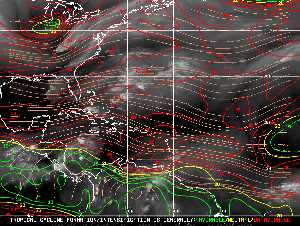 Météo tropicale : Carte des vents de cisaillement.