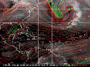 Météo tropicale : Carte des vents de cisaillement.