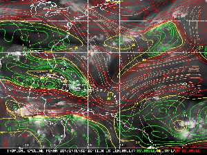 Météo tropicale : Carte des vents de cisaillement.