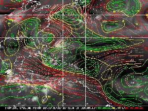 Météo tropicale : Carte des vents de cisaillement.
