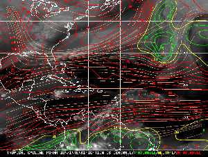 Météo tropicale : Carte des vents de cisaillement.