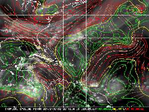 Météo tropicale : Carte des vents de cisaillement.
