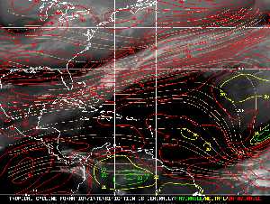 Météo tropicale : Carte des vents de cisaillement.