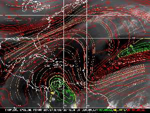 Météo tropicale : Carte des vents de cisaillement.