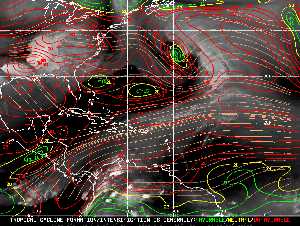 Météo tropicale : Carte des vents de cisaillement.