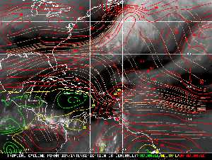 Météo tropicale : Carte des vents de cisaillement.