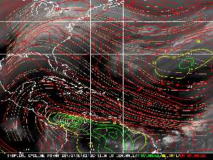 Météo tropicale : Carte des vents de cisaillement.