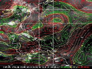 Météo tropicale : Carte des vents de cisaillement.