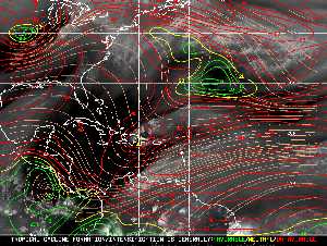 Météo tropicale : Carte des vents de cisaillement.