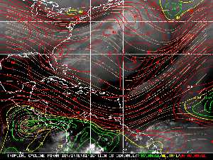 Météo tropicale : Carte des vents de cisaillement.