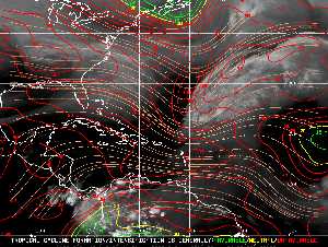 Météo tropicale : Carte des vents de cisaillement.