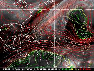 Météo tropicale : Carte des vents de cisaillement.