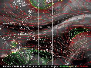 Météo tropicale : Carte des vents de cisaillement.