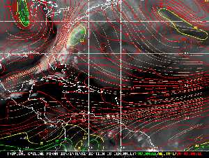 Météo tropicale : Carte des vents de cisaillement.