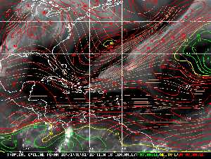 Météo tropicale : Carte des vents de cisaillement.