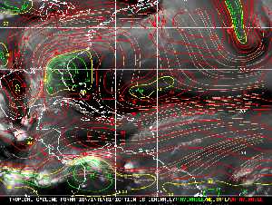 Météo tropicale : Carte des vents de cisaillement.