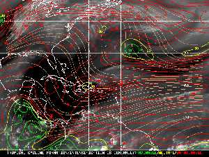 Météo tropicale : Carte des vents de cisaillement.