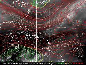 Météo tropicale : Carte des vents de cisaillement.