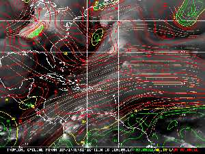 Météo tropicale : Carte des vents de cisaillement.