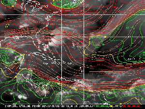 Météo tropicale : Carte des vents de cisaillement.