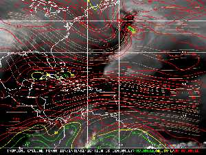Météo tropicale : Carte des vents de cisaillement.