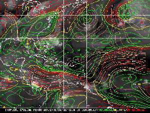 Météo tropicale : Carte des vents de cisaillement.