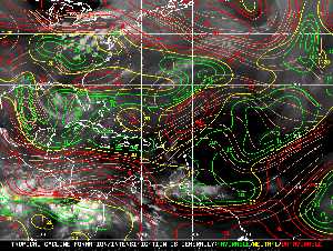 Météo tropicale : Carte des vents de cisaillement.