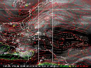 Météo tropicale : Carte des vents de cisaillement.