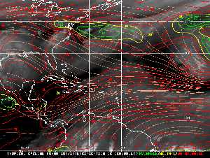 Météo tropicale : Carte des vents de cisaillement.